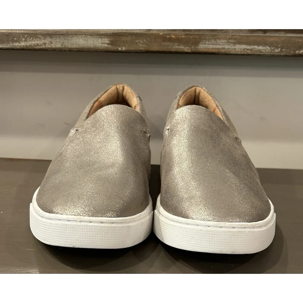 Frye Ivy Slip On Sneakers Size 8.5M Leather Shoes Pewter NWOB